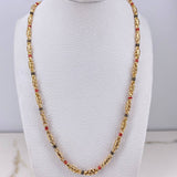 Cadena Rustica 24.7gr / 60cm / 3mm Cauchos Negros Rojos Rombos Oro Amarillo $