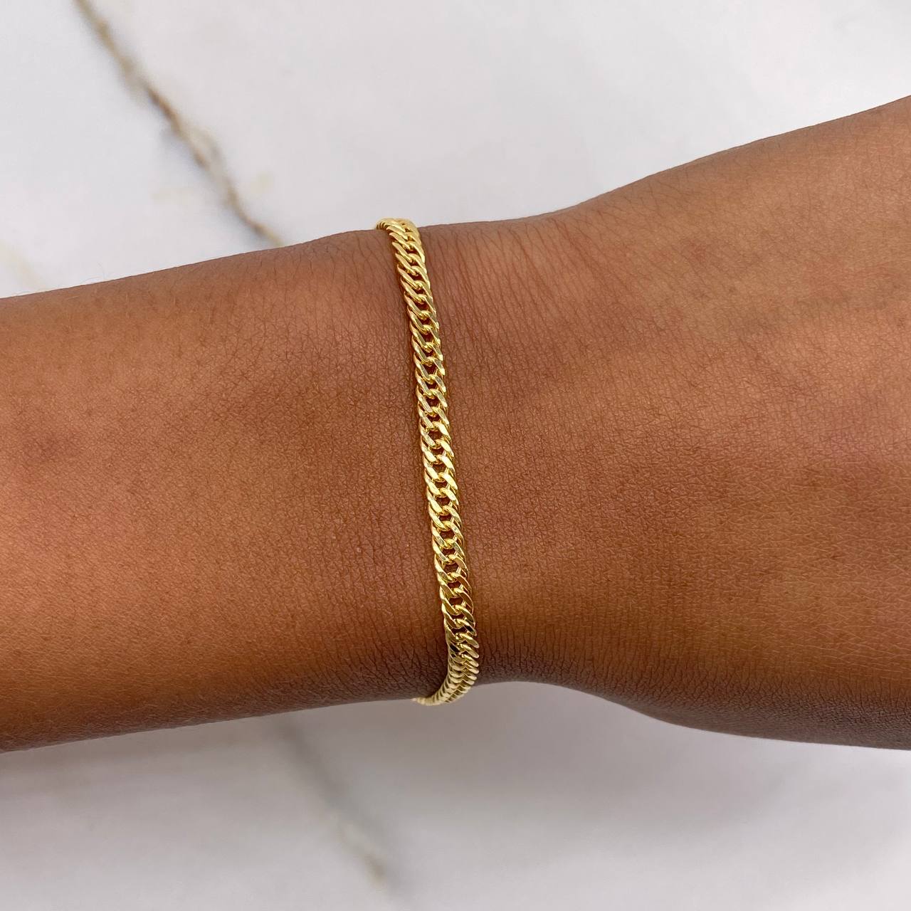 Pulso Cubano Tibetano 2gr / 19cm / 3mm Oro Amarillo +1 $