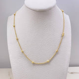 Cadena  Espiga Tipo Militar 3.5gr / 45cm / 3mm Bolas Diamantadas Oro Amarillo &