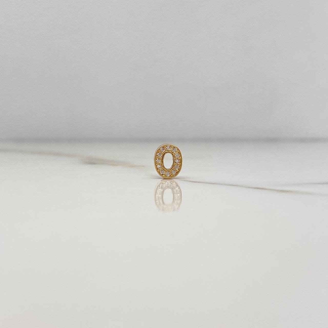 Dije Letra O 0.5gr / 0.5cm / 3D Circones Blancos Oro Amarillo &