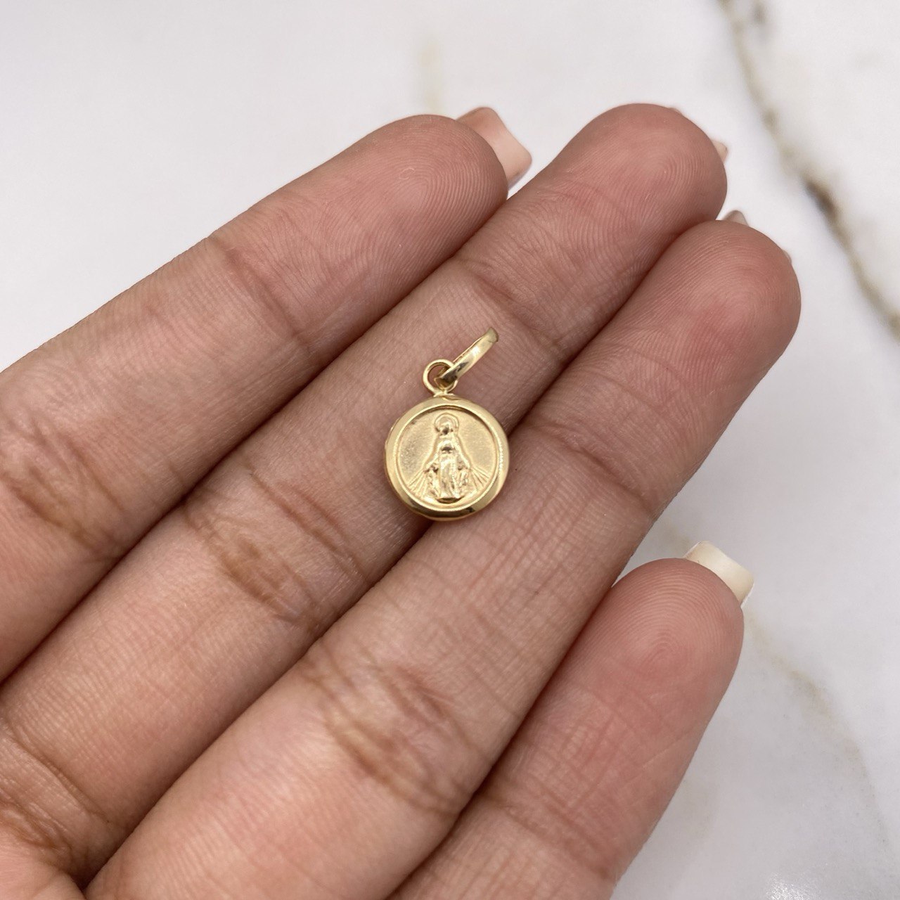 Dije Virgen Milagrosa 0.35gr / 1.5cm / Troquelado Oro Amarillo &