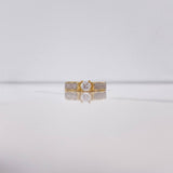Anillo Puente  4.15gr / T6 1/4 / Solitario Circones Blancos  Oro Amarillo$
