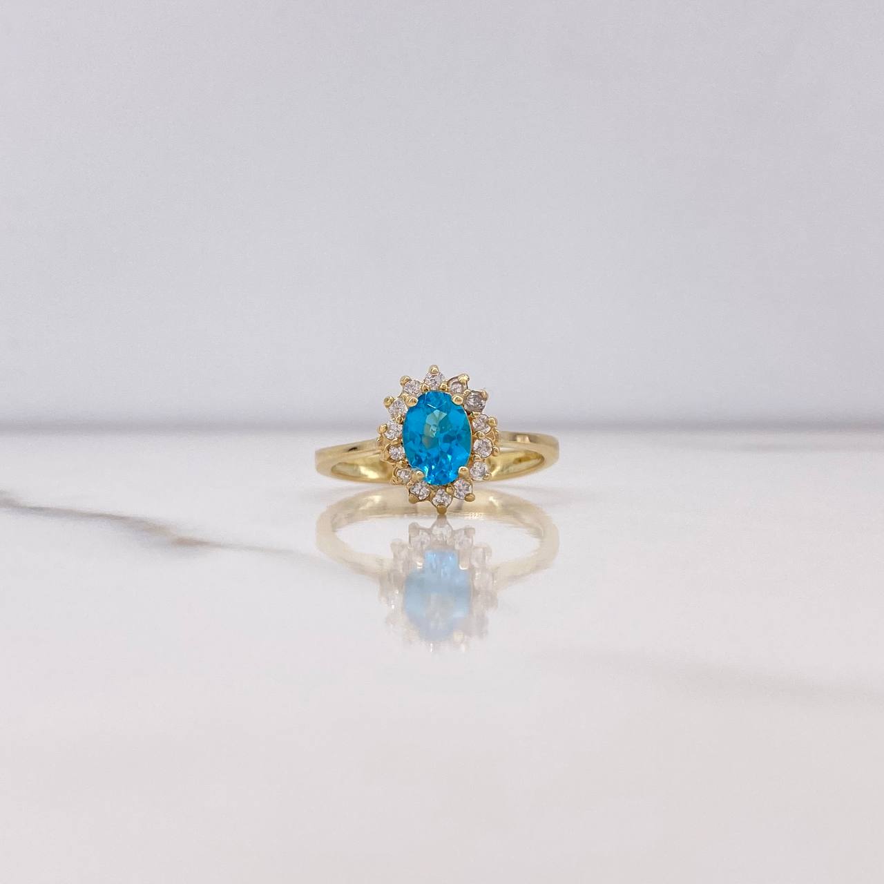 Anillo Halo 3.3gr / T7 / Circones Celeste Blancos Oro Amarillo $