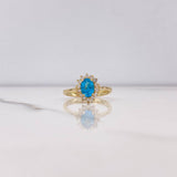 Anillo Halo 3.3gr / T7 / Circones Celeste Blancos Oro Amarillo $