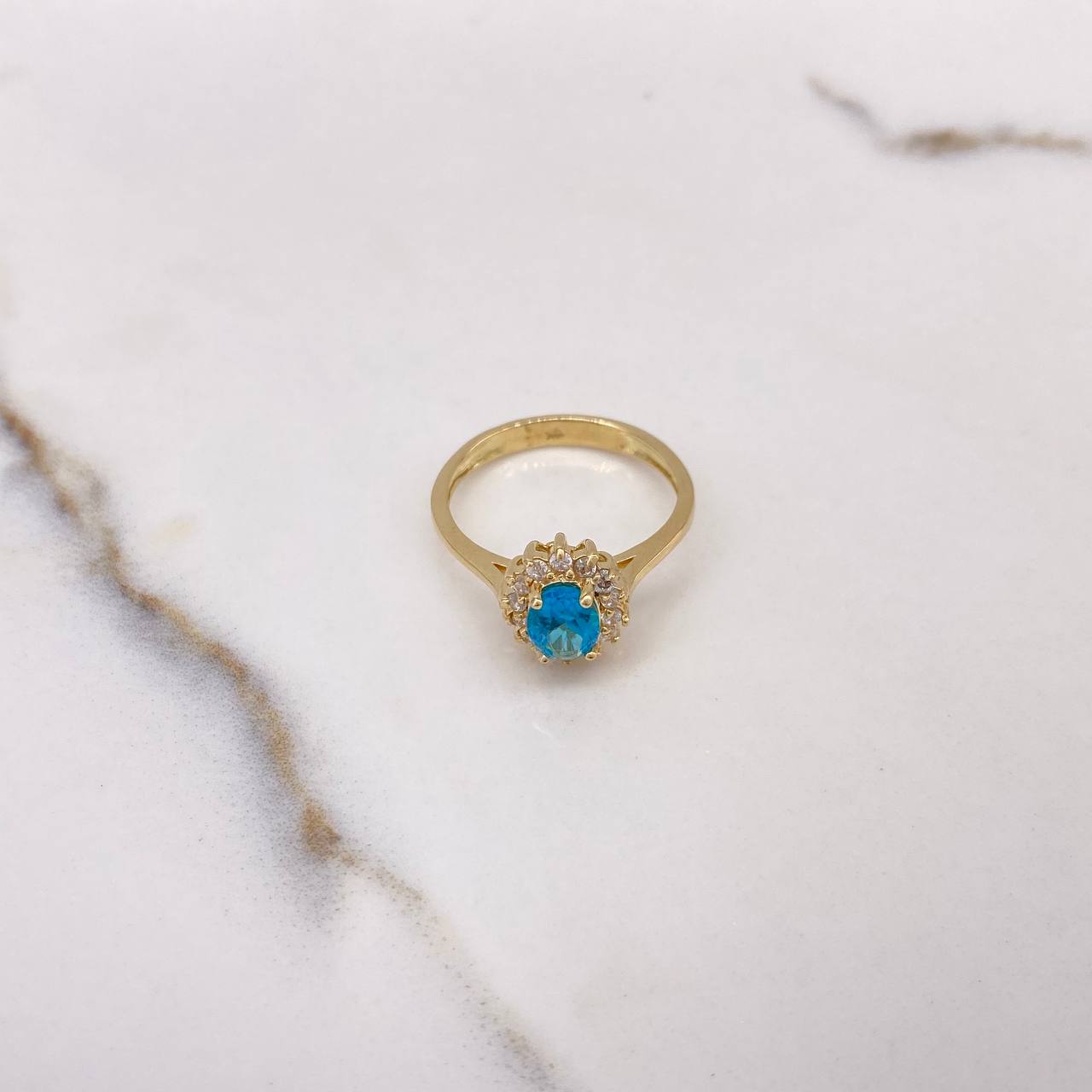 Anillo Halo 3.3gr / T7 / Circones Celeste Blancos Oro Amarillo $
