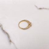 Anillo Solitario Doble Linea 2.5gr / T7 / Circones Blancos Oro Amarillo $