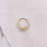 Anillo Solitario Doble Linea 2.5gr / T7 / Circones Blancos Oro Amarillo $