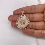 Dije Medalla Medusa Tribal 6.7gr / 3.7cm / Circones Blancos Oro Rosa $
