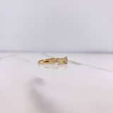 Anillo Solitario Puente 2.45gr / T5 1/2 / Circones Blancos Oro Amarillo &