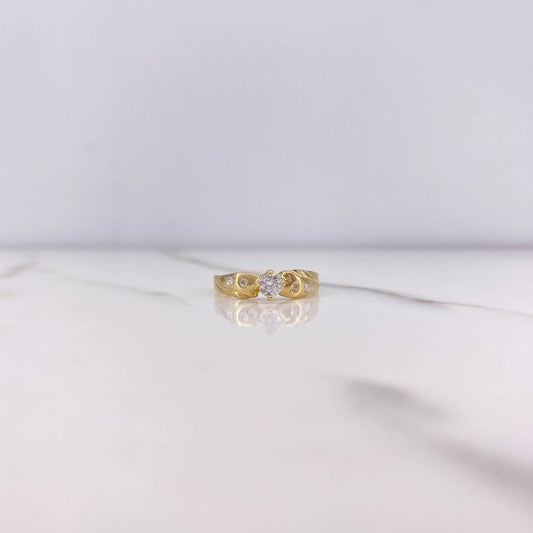 Anillo Solitario 1.8gr / T6 1/4 / Circones Blancos Oro Amarillo &