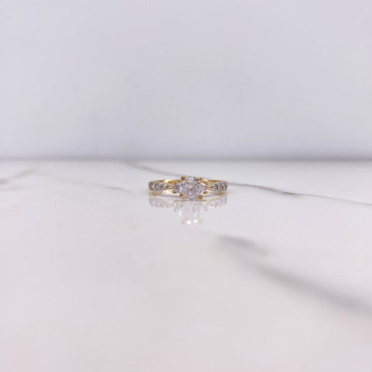 Anillo Solitario Churumbela 2.05gr / T6 3/4 / Circones Blancos Dos Oros Amarillo Blanco &
