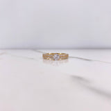 Anillo Solitario Puente 3.2gr / T7 / Circones Blancos Oro Amarillo &