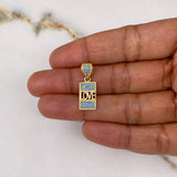 Dije Love Rectangular 1.95gr / 2.4cm / Circones Azules Oro Amarillo $