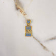 Dije Love Rectangular 1.95gr / 2.4cm / Circones Azules Oro Amarillo $