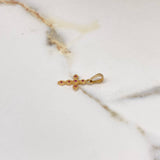 Dije Cruz  1.25gr / 2.5cm / Circones Fucsias Oro Rosa $