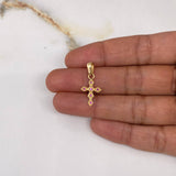 Dije Cruz  1.25gr / 2.5cm / Circones Fucsias Oro Rosa $