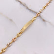Pulso Bebé GC 2.5gr / 14cm / 4mm Placa Rectangular Bordeada Tres Oros $