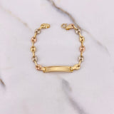 Pulso Bebé GC 2.25gr / 13cm / 5mm Placa Rectangular Bordeada Tres Oros $