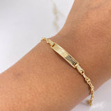 Pulso Bebé GC 1.65gr / 13cm / 3mm Placa Rectangular Bordeada Oro Amarillo $