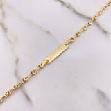Pulso Bebé GC 1.75gr / 15cm / 3mm Placa Rectangular Lisa Oro Amarillo $