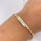 Pulso Bebé GC 1.75gr / 15cm / 3mm Placa Rectangular Lisa Oro Amarillo $