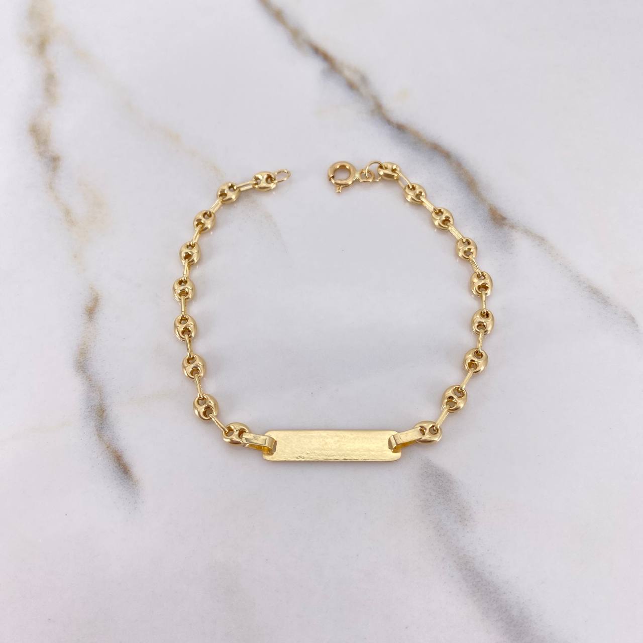 Pulso Bebé GC 1.75gr / 15cm / 3mm Placa Rectangular Lisa Oro Amarillo $