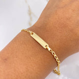 Pulso Bebé Ojiva 1.35gr / 16cm / 3mm Placa Rectangular Lisa Oro Amarillo $
