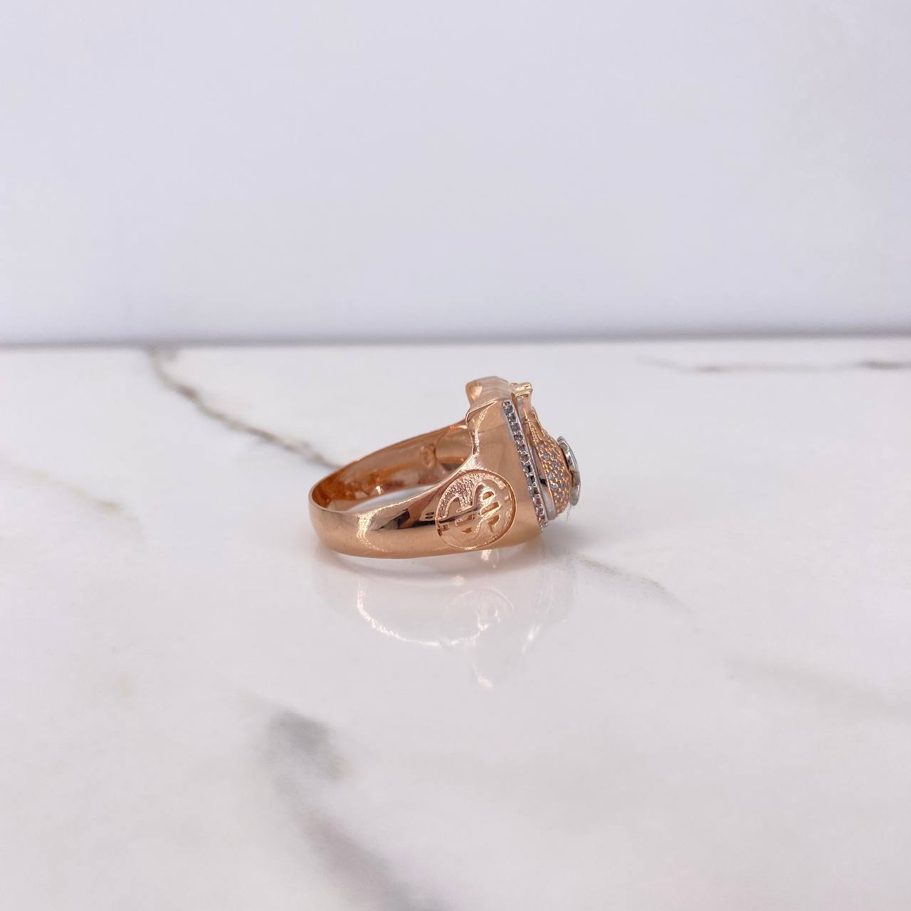 Anillo Bolsa Dinero 9.45gr / T11 1/2 / Circones Blancos Dos Oros Blanco Rosa $