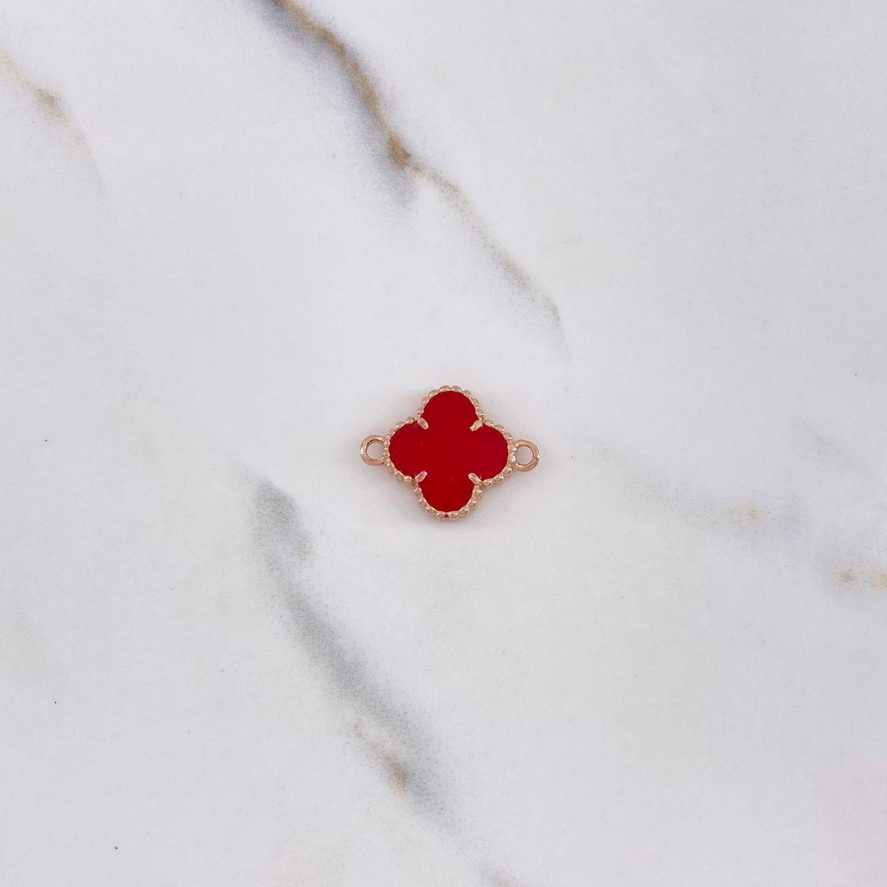 Herraje Trebol 3.35gr / 2.1cm / Ceramica Roja Oro Rosa Nac.Esp. $
