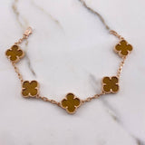 Pulso Aro Seguido Trebol 13.95gr / 18cm / Ojo De Tigre Oro Rosa Nac.Esp. $