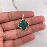 Dije Trebol 3.35gr / 2.6cm / Malaquita Verde Oro Rosa Nac.Esp. &