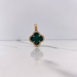 Dije Trebol 6.15gr / 3cm / Malaquita Verde Oro Amarillo Nac.Esp. $