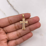 Dije Cruz 1.75gr / 2.8cm / Lisa Circones Blancos Dos Oros Amarillo Rosa $