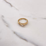 Anillo Arco Doble 2.2gr / T6 1/2 / Circones Blancos Oro Amarillo $