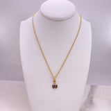 Cadena Lazo 0.95gr / 50cm + Dije Corona Circones Azules Blanco 0.85gr / 1.5cm Oro Amarillo (Oferta) $