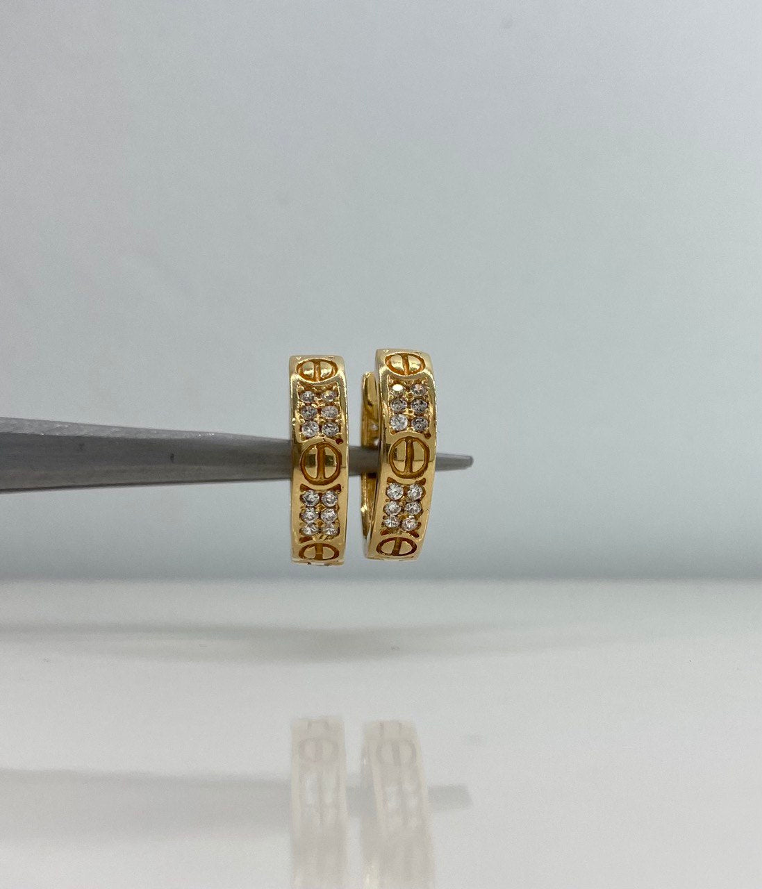 Candongas Tornillo 6.55gr / 1.5cm / Circones Blancos Oro Amarillo &