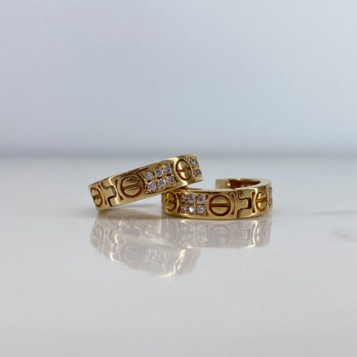 Candongas Tornillo 6.55gr / 1.5cm / Circones Blancos Oro Amarillo &