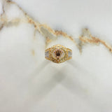 Anillo Sello RX 8.4gr / 10 1/2 / Circones Blancos Tres Oros $
