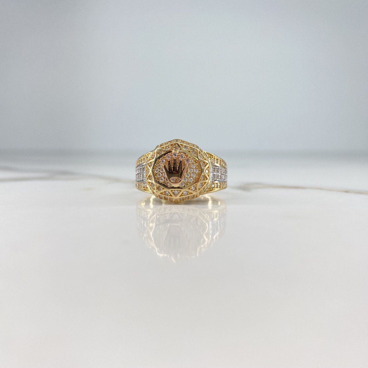 Anillo Sello RX 8.4gr / 10 1/2 / Circones Blancos Tres Oros $