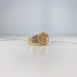 Anillo Sello RX 8.4gr / 10 1/2 / Circones Blancos Tres Oros $