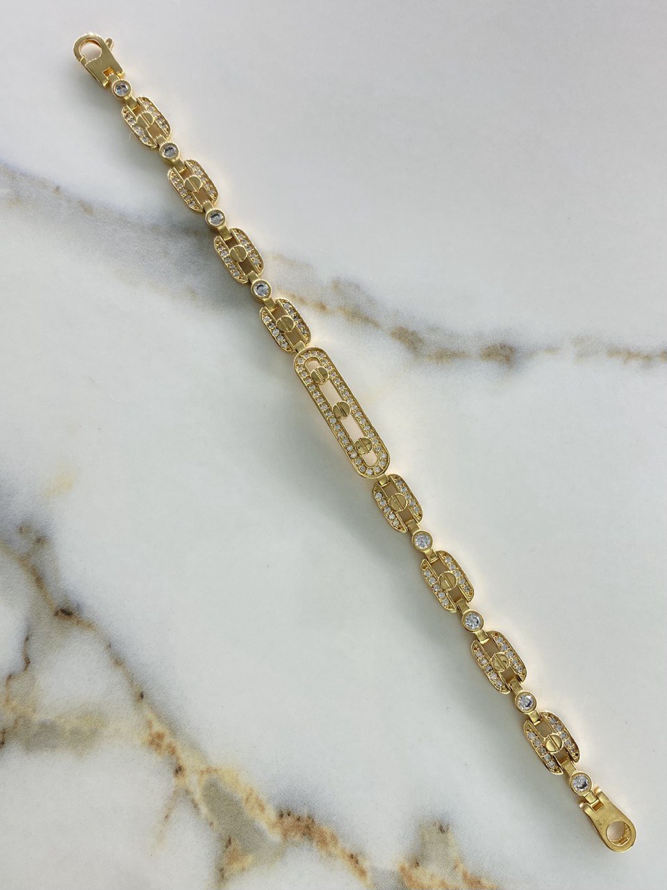 Pulso Eslabon Tornillos 15.6gr / 18cm / Circones Blancos Oro Amarillo (Oferta) &