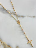 Rosario Virgen Milagrosa 12.35gr / 75cm / 4mm Bolas Diamantadas Tres Oros