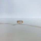Anillo Solitario 1.95gr / T6 / Hoja Circones Blancos Oro Amarillo &