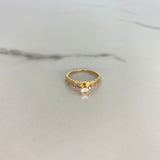 Anillo Solitario Corazones Lineas 2.2gr / T6 1/4 / Circones Blancos Oro Amarillo &