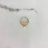 Anillo Solitario Corazones Lineas 2.2gr / T6 1/4 / Circones Blancos Oro Amarillo &
