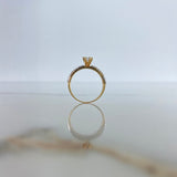 Anillo Solitario Corazones Lineas 2.2gr / T6 1/4 / Circones Blancos Oro Amarillo &