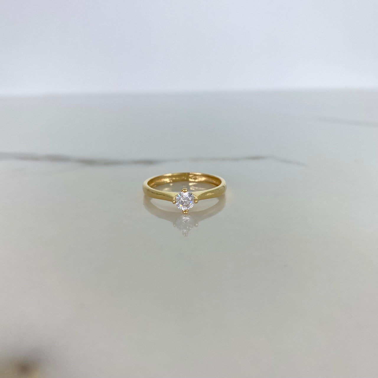 Anillo Solitario 1.85gr / T6 3/4 / Liso Circon Blanco Oro Amarillo &