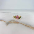 Anillo Ovalo Lineas 1.8gr / T8 / Solitario Circones Verdes Rosados Oro Amarillo &
