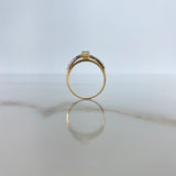 Anillo Solitario Arco 2.4gr / T5 1/2 / Linea Invertida Circones Blancos Oro Amarillo &