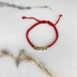 Pulsera Tejida Roja Infinito 0.53gr / 3mm Bolas Diamantadas Oro Amarillo &